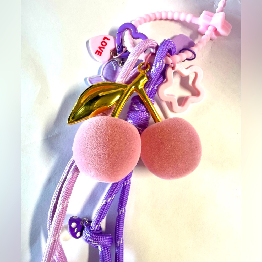 Cherry Bag Charm Customized Keychain Pink Purple 🩷💜🩷